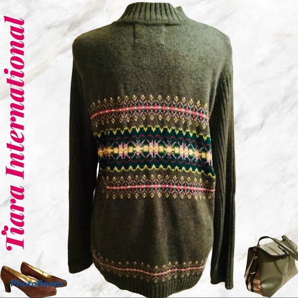 Tiara International Green Multicolored Sweater - Picture 2 of 2